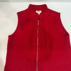 Talbots Petite Red Fleece Zip Front Vest Women’s Medium Made in USA